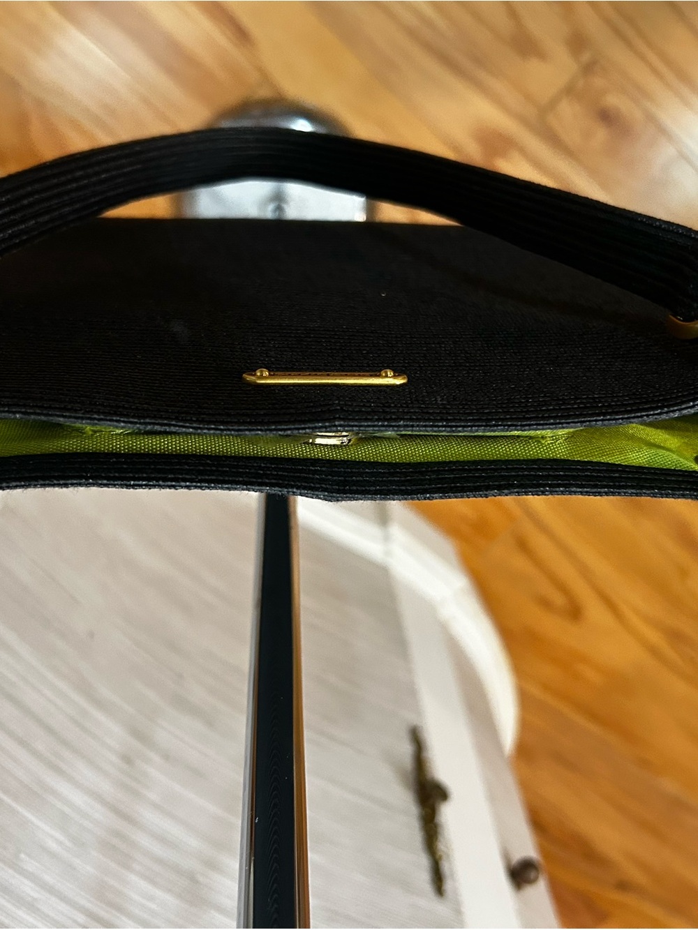 Eric Javits Black Shoulder Bag with Gold Hardware - Picture 3 of 9